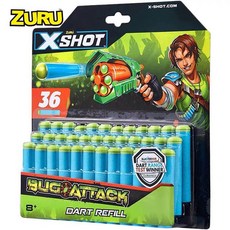 Zuru-X 샷 다트 리필 팩 버그 공격 장난감 부고어택 남아용 너프 총알 총 포함 36 개, 01 36pcs