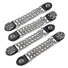 Diamond Plate 4피스 조끼 익스텐더 세트 - 인조 가죽 엔드 몰티즈 크로스가 있는 니켈 버튼 16.5cm6.5인치 연장 실버, 1개