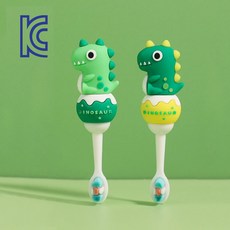 KC인증받은 올탐 유아 귀여운 아기공룡 어린이 칫솔+컵 세트, 그린칫솔2, 1개, 1개