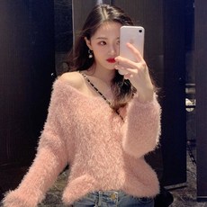 오프숄더니트 해마 부드러운바람 V오픈 상의