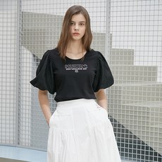 [에고이스트][BLUE LABEL] 백슬릿 U넥 볼륨소매 티셔츠 (EQ2OTH05)