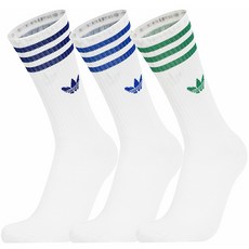 아디다스 스포츠양말 하이 Solid 크루 SOCKS 3P 1세트 화이트-네이비 블루 그린