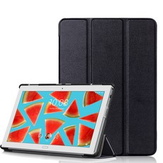 싸이코템포 Lenovo TAB410PLUS 보호케이스 TBX704FN 가죽커버 101 인치 지지, 블랙 가냘프다 내마모성  2장 보호필