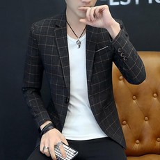 가을 양복 코트 남자 체크 남성 양복 빅사이즈 XL 와인