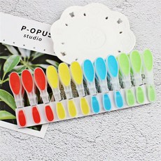 빨래집게 12 개/대 플라스틱 Clothespin Windproof 속옷 양말 건조 랙 옷 못 다채로운 소프트 세탁 폴더 작, 01 colorful
