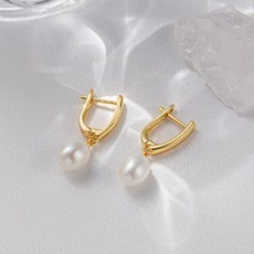드롭 담수 왕진주 물방울 진주 귀걸이 웨딩 한복 바로크 수제 금, 검은색, 1개