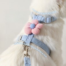 고양이 하네스 H형 이탈방지 산책줄 리드줄 목줄, 1개, 블루
