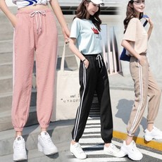조거바지롤링걸투라인밴딩옆트레 이닝복 베이지 블랙 차콜 핑크