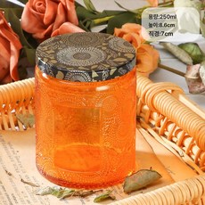 100ml 엠보싱 캔들 캔들 썬플라워 향초컵 유리 빈컵 뚜껑향 촛대 빈병, 색깔7, 하나