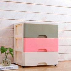 103636 이동식 서랍장 플라스틱 수납장 다층 수납함 정리함 서랍 캐비닛 박스 바퀴, 삼_33면 잠금 없음 중공 혼합 색상