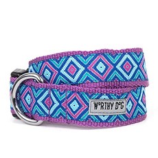 The Worthy Dog Graphic Diamond Pattern Designer Adjustable and Comfortable Nylon Webbing Side (L), L, L