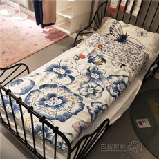 IKEA 삼라 에크 와 베게커버 순면 코튼 독창적 나비 블루 꽃 학생 기숙사, 나비 （포함안함 침대시트 ）