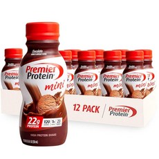 Premier Protein Shake MINIs 초콜릿 단백질 22g 120칼로리 설탕 1g 2588ml9온스 12개 팩, 초콜릿 352855 _단백질 쉐이크