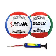 [리키스포츠]가성비 추천~메이크 배구공 블루+그린+3노즐 고급형 볼펌프, 1개
