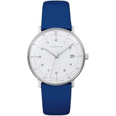 융한스 막스빌 시계 610248 Junghans Max Bill 쿼츠041/4464.00 38mm 스테인리스 스틸 Case Blue Calfskin Glass Mens