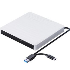 USB 3.0 C 타입 휴대용 CD DVD /-RW 버너 광학 드라이브 노트북 PC 데스크탑 맥북 호환 아이맥 윈도우 11 샤오미 외장, 1) SW DVD White