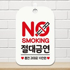 NO SMOKING 절대금연 팻말 흰색 방문패 안내표지판