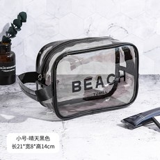 여행 세수 가방 모래사장 가방 수납 가방 투명 가방 수영 가방 방수 목욕 가방 수납 가방 세면 대 여행 휴대용 남녀 공용 대 용량 세트 맑 음 - 투명 블랙 라 지, 상세페이지 참조