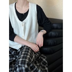 [BINIWU]여성 니트 카디건 베스트 쇼트 니트