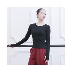 피치샵 성인 발레복 상의 현대 무용 긴팔 블라우스 커버 손가락 모양 기본 연습 옷_53515