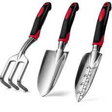정원 수공구 세트 3 인체공학적 핸들이 있는 중량 주물 알루미늄 정원 공구 키트 2 Trowel 1 경운기 핸드 레이크(3피스) 정원, 단일옵션
