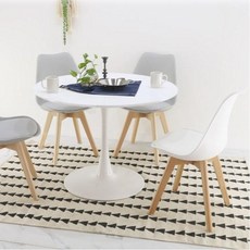 화이트 원형 사각 라운드 2인용 식탁 테이블 세트 (의자포함), C. 피오레 800 (FW 화이트), 04. 도도 (투톤 핑크 2개)