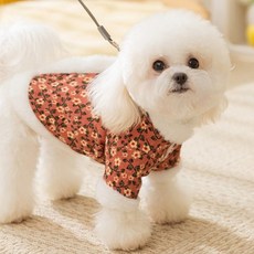 지지주 꽃무늬 김장 강아지옷 할매옷 스타일, 1개, 핑크