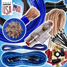 오디오360 USA 4 게이지 케이블 2500W 전체 자동차 앰프 설치 파워앰프 배선 키트 4가 블루(차량 스테레오용):, 단일옵션