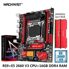 MACHINIST X99 마더보드 콤보 LGA 2011-3 Xeon E5 2660 V3 키트 CPU 프로세서 DDR4 16GB RAM 2666MHz 메모리 NVME 4 채, 1)마더 보드 + CPU + RAM