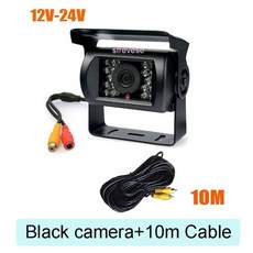후면카메라 가성비 블랙박스 4.3 자동차 LCD 모니터 방수 18 LED IR 나이트 비전 리버스 주차 백업 카메라 후면보기 키트 10M 케이블 12V-24V, 검은 색 카메라 케이블