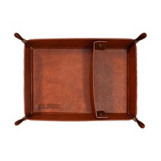 접이식 PU 가죽 보관 트레이 휴대용 침대 옆 지갑 리모컨 잡화 피크닉용 남녀공용, Dark Brown, 1개