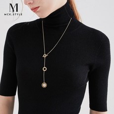 이니셜목걸이 원형 목걸이 가을겨울 고급 2020년 니트목걸이 롱타입 걸이식 로마 숫자 팬던트 액세서리
