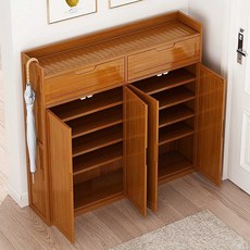 원목신발장 가정용 보관 수납장 틈새 출입구 수납, 1개, 3. 95x33x100 3문6단 브라운