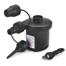 자전거 펌프 휴대용 무선 에어펌프 타이어 튜브 공기주입기, 2. 블랙+고무보트노즐