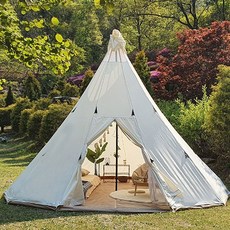 BOTEEN.CAMP 티피텐트 사계절용 6인용 감성 면옥스포드 자외선차단 인디안 장박텐트 400 500, 면, 4M