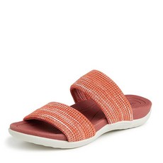 Dearfoams 여성용 오리지널 컴포트 블레어 슬립온 더블 밴드 슬라이드 샌들 아치 서포트 테라코타