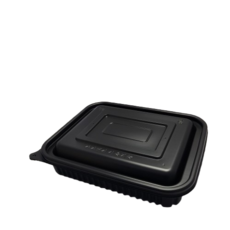 미니 사각찜용기 소 EH-23195 몸통(흑색)+뚜껑(흑색) 200세트 일회용바베큐 소형찜배달용기, 1세트
