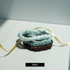 컬러슬라이드 100% 실크 스크런치 실크 머리끈(3pack) 트리(Tree)