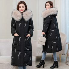 랩코트 슬림핏 스타일 모자달린스커트 털카라 다운코트 여자외투