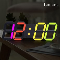 루나리스 3D LED LG 전구 인테리어 레인보우 벽시계 384 x 128 x 23 mm, 화이트