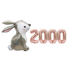 파파 파티 토끼 풍선 생일 파티 숫자 풍선 세트, 토끼 2000, 1세트
