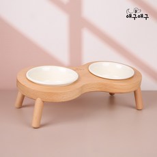 애구애구 반려동물 땅콩 원목식기 2구 수평형 12cm, 1개