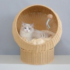 바나나 잎 등나무 고양이 둥지 별장 집 침대 애완 동물 가구 제거 및 세척 가능 긁힘 방지, 2.