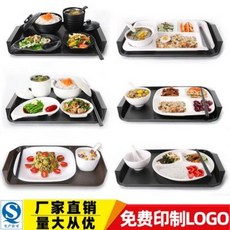 일회용식판 1인식기세트 식당분격 스낵반 월식미아민 스낵바 상업용 에나멜 두께 성인용 리얼 식기 세트, 31 그레이/M/L