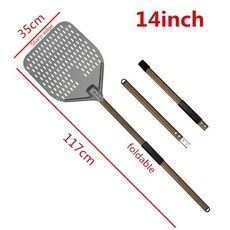 나무 손잡이 알루미늄 피자 삽 팔라 케이크 베이킹 도구 나이프, 24.14인치 117cm, 1개