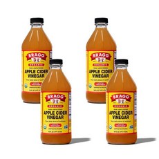 브래그 애플 사이더 식초 + 더 머더 로 비정제, 473ml, 4개