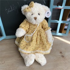 소띠애착인형 곰인형 귀여운 곰돌이 러블리 테디 베어 쿠션 크리스마스선물 여자친구 농담, 노란색 _28cm