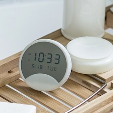팀브로스 하프문 디지털 욕실 흡착 방수시계 (화이트), 단품