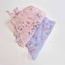 네오벨라 플라워패턴 삼각 여름 시원한 린넨 스카프