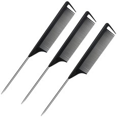 엔빙 전문가용 미용실 카본 스틸 꼬리빗, 블랙, 3개